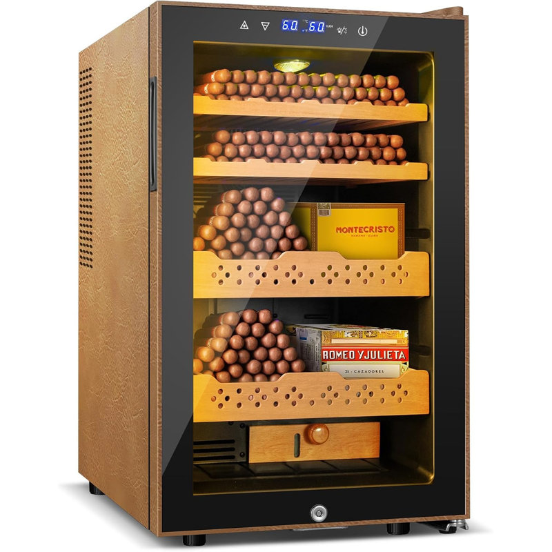 Humidificateur électrique 70L avec cuir, grande capacité 400 comtes, refroidisseur électrique thermostatique avec écran numérique à DEL, verrou de sécurité, contrôle intelligent de l'humidité et de la température