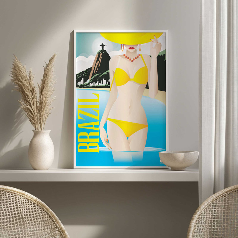 Viva Brazil Art Print, 15" H x 12" W, Framed Print without Mat, Walnut