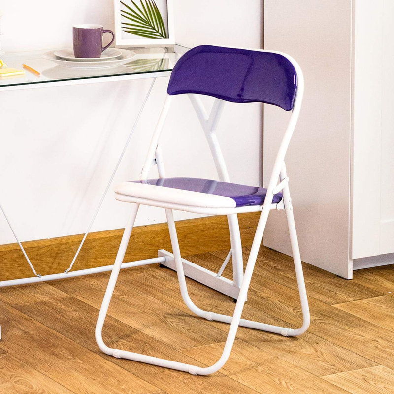 Metal Frame Foldable Desk Chair, Purple