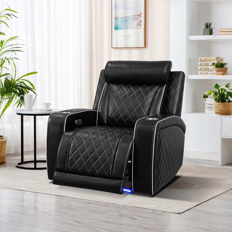 Power Recliner, Quilted Air Leather, USB Charging, Storage Console, Cup Holders & Reading Lights