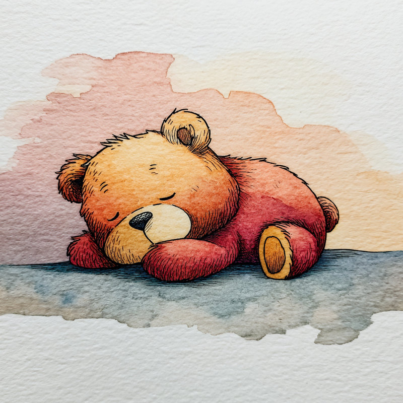 «Sleeping Teddy Bear», art mural sur toile tendue