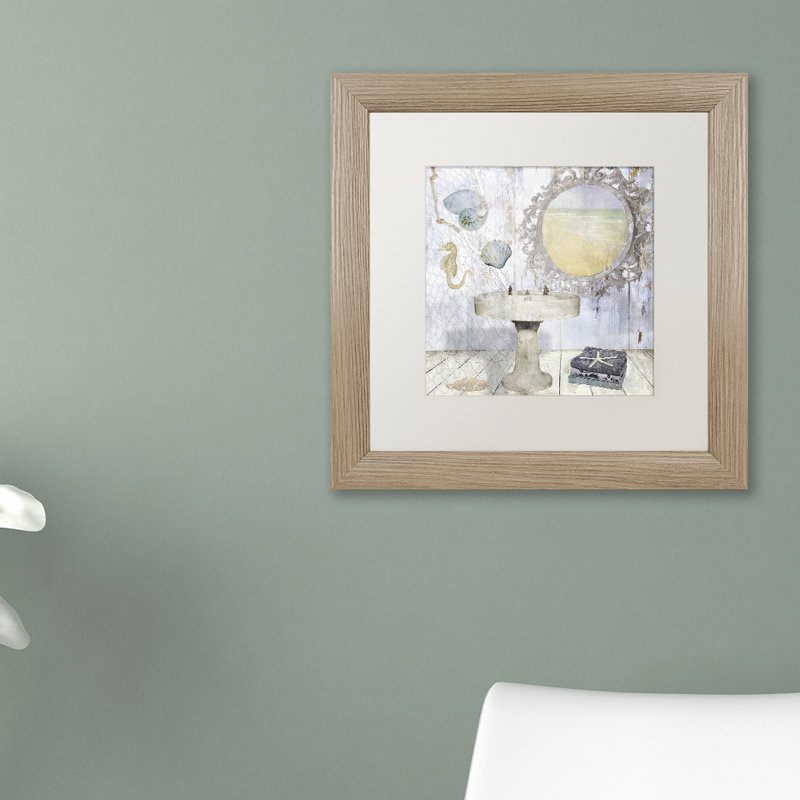 «Jadaya Beach House II» par Color Bakery, impression encadrée, H 16 po x l 16 po x P 0,5 po, Toile avec cadre argenté, Blanc