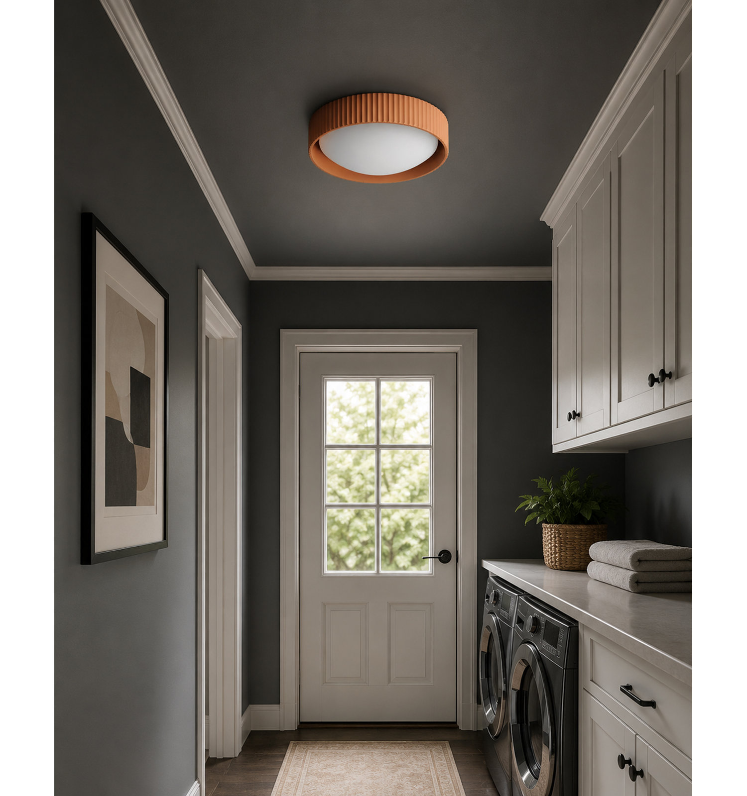 Carran Single Light Acrylic LED Flush Mount, Terra Cotta
