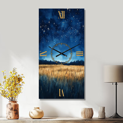 Nuit étoilée sur la prairie - Horloge murale céleste
