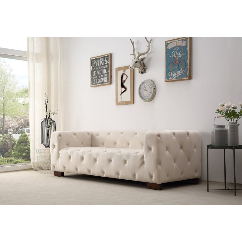 Canapé Ossett, Velours beige / brun clair