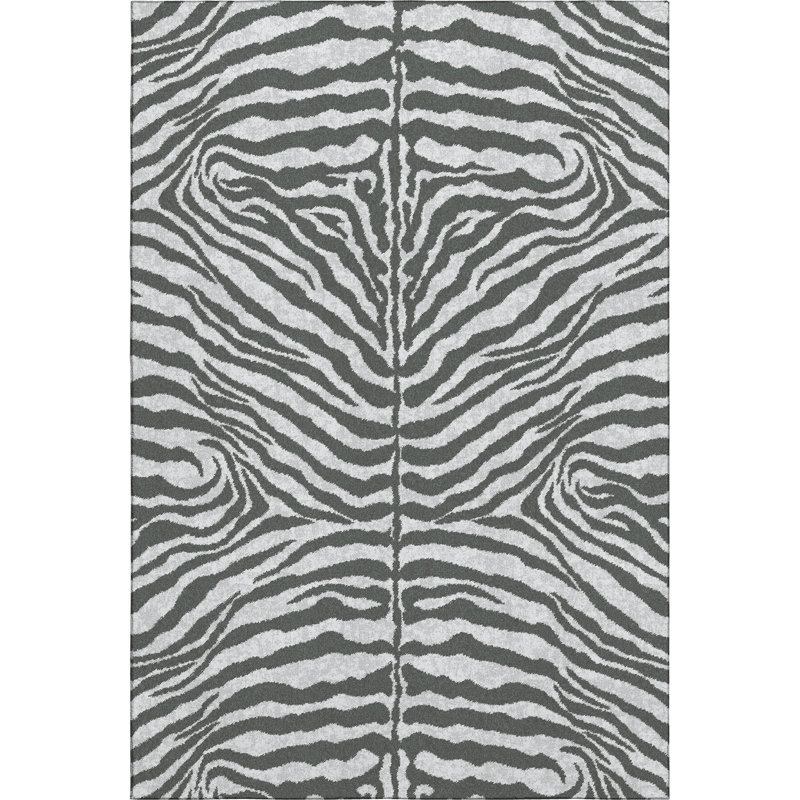 Premium Machine Washable Kishonna AMF42 Gray Rug, Rectangle 5' x 7'6"