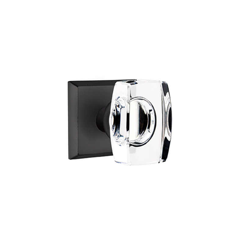 Ensemble de boutons de passage Emtek avec rosette Sandcast # 6 et bouton en verre Windsor, Dos plat