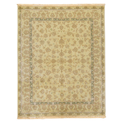 Hand Knotted Wool Area Rug in Gold