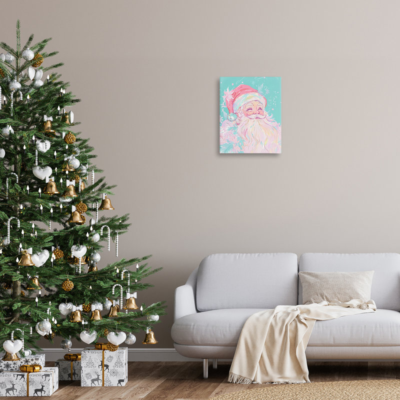 «Pastel Jolly Santa Claus», conception par Arlington Prints, H 20 po x l 16 po