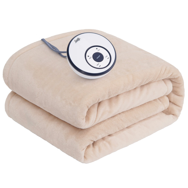 Couverture chauffante en flanelle SEALY, Lit simple, Beige