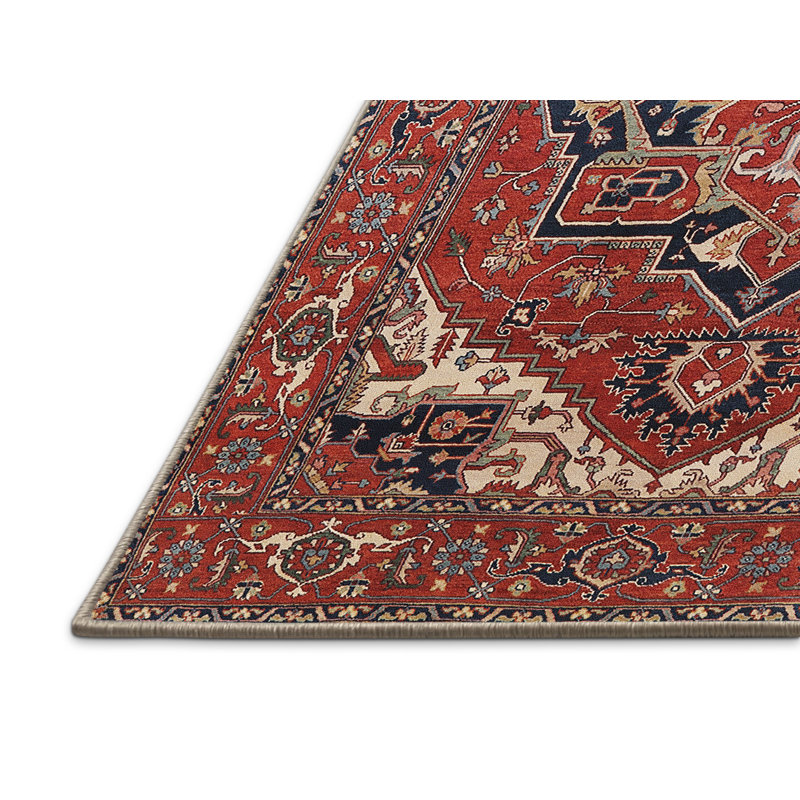 Tapis oriental orange / bleu marine, Rectangle 4 pi x 6 pi