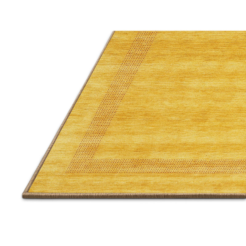 Tapis de zone jaune contemporaine Riehle, Rectangle 7 pi x 9 pi