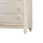 Commode 5 tiroirs en bois blanc perle