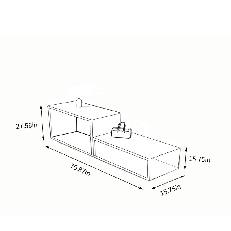Plateforme de présentation des idées de produits, H 27,56 po x l 70,87 po x P 15,75 po