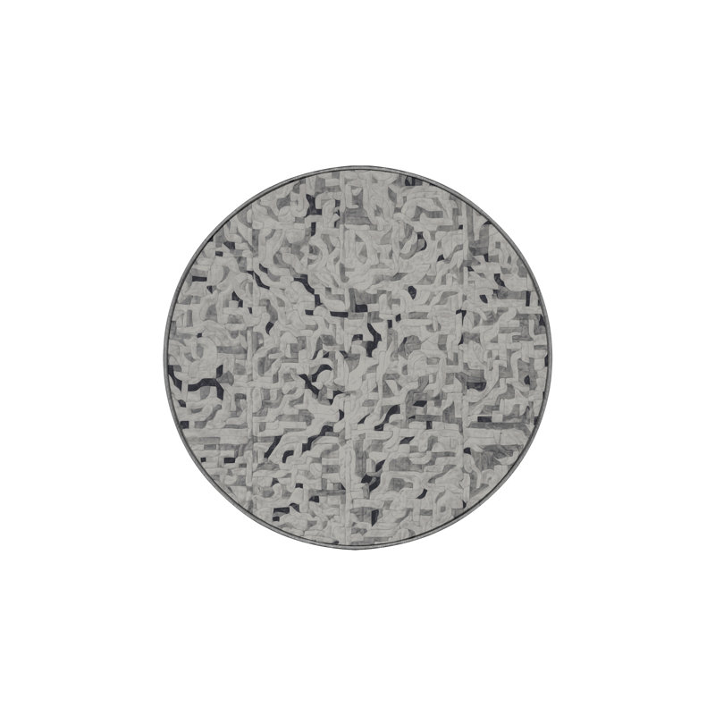 Machine Washable Gray Area Rug, Round 8'