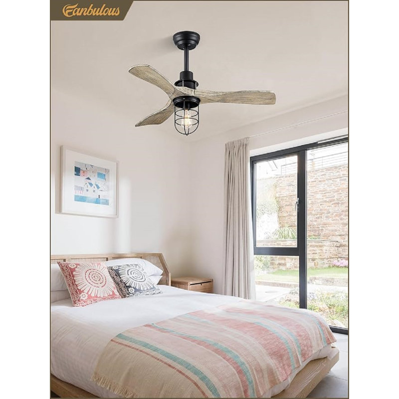 36Inch Ceiling Fans With Lights And Remote Control Farmhouse Flush Mount Ceiling Fan With 6-Speeds,Low Profile Ceiling Fans With Quiet Reversible DC Motor For Patio Living Room Bedroom