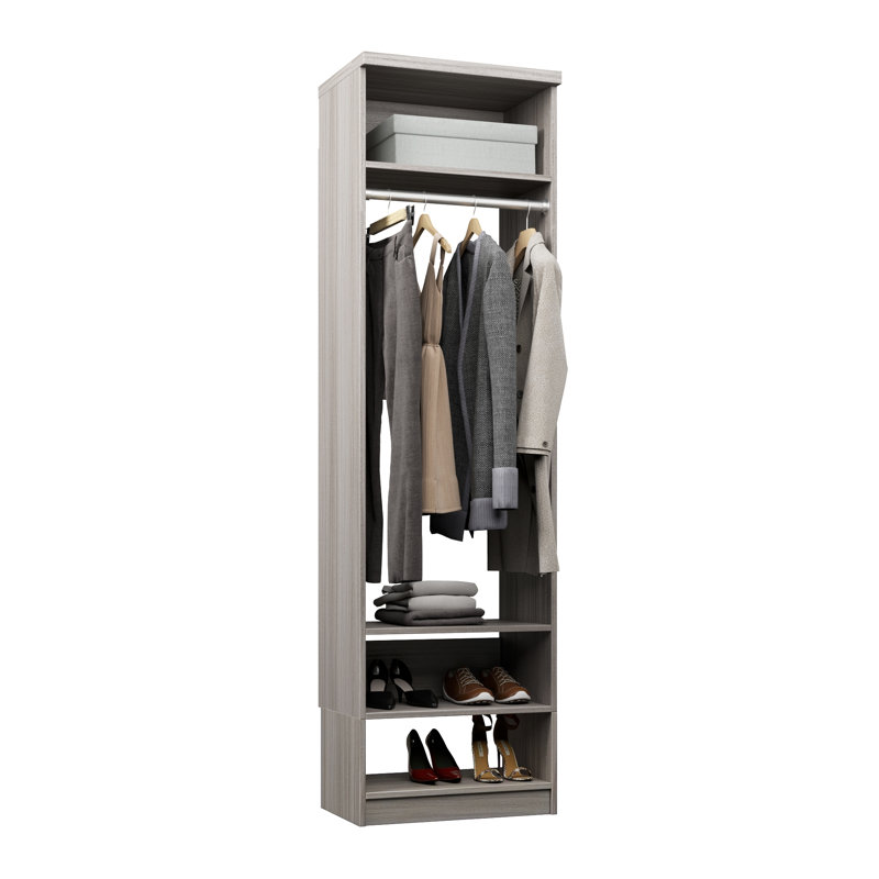 Grey Oak 22.5" Floor-Mounted Closet Section with 1 Clothing Rod & 3 Shelves, 22.5, Grey Oak