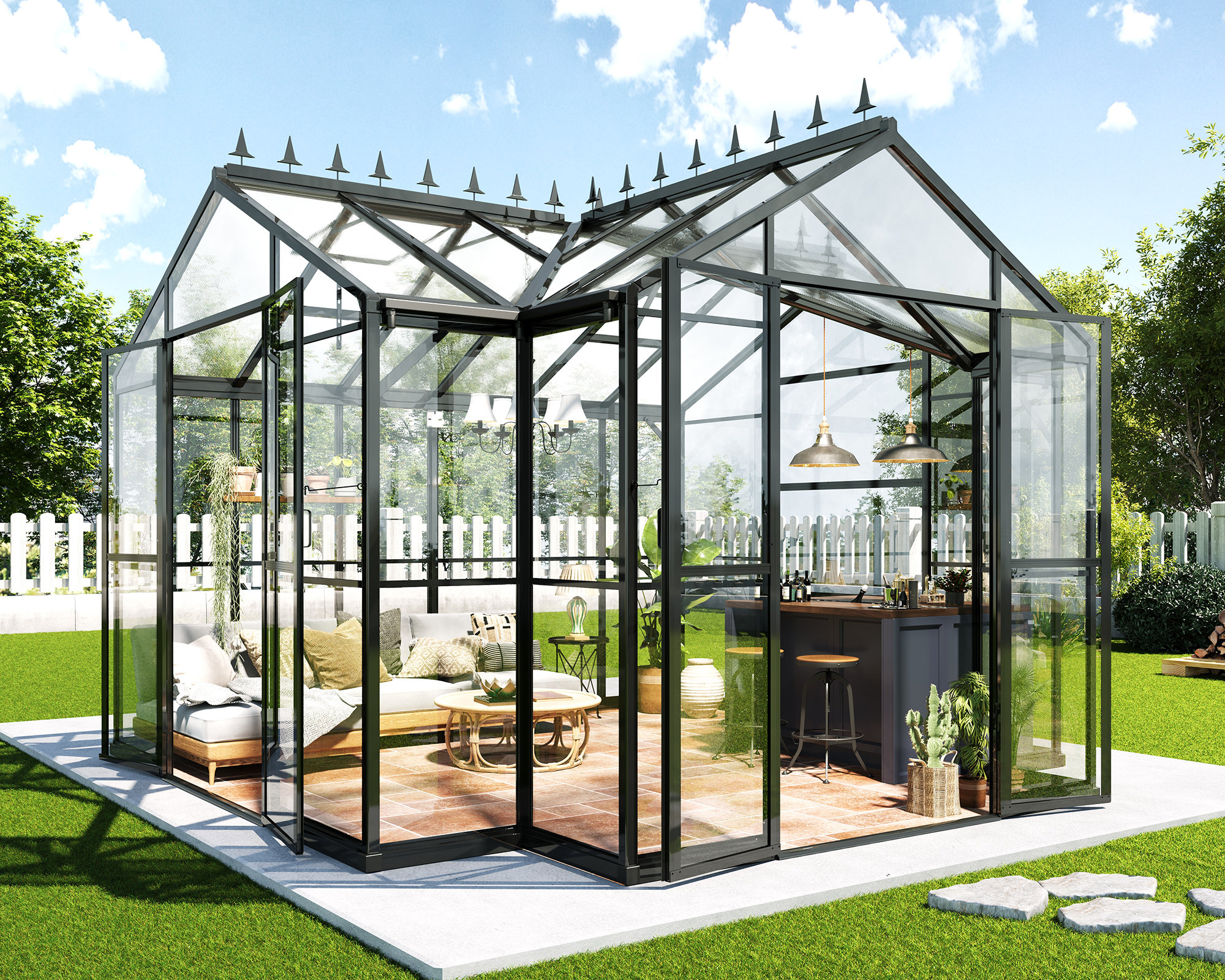 AMERLIFE Chalet Greenhouse 12x10x8 FT with QuickConnect Fittings