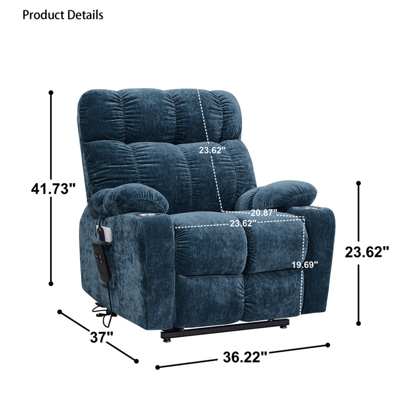 Fauteuil de massage chauffant, Mélange de polyester bleu