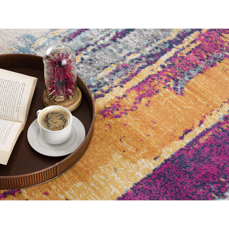 Tapis de couloir multicolore Nicla, Rectangle 3 pi 9 po x 5 pi 6 po