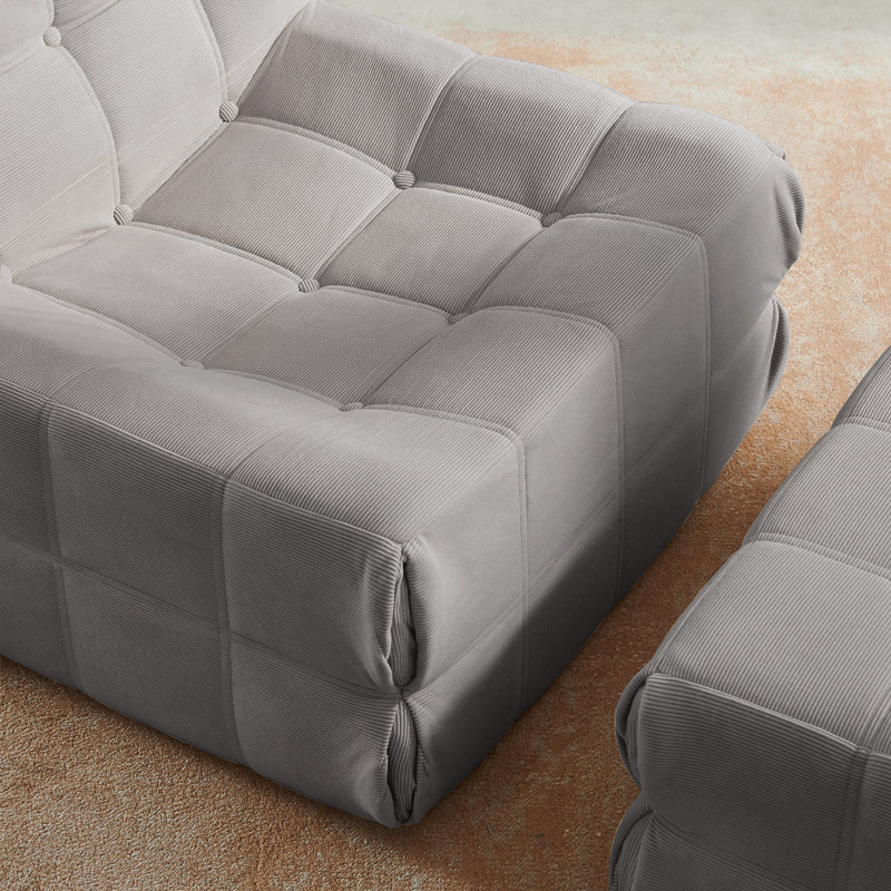 Upholestered Accent Chair With Ottoman, Light Gray