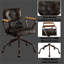 Vintage Tufted Executive Office Chair - Top Grain Leather, Swivel, Fixed Armrests, Metal Base, 25x24x32 Inches
