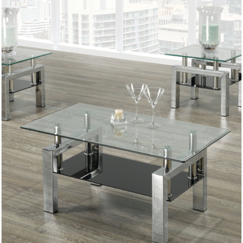 Richelle Glass Top Coffee Table, Clear, Chrome