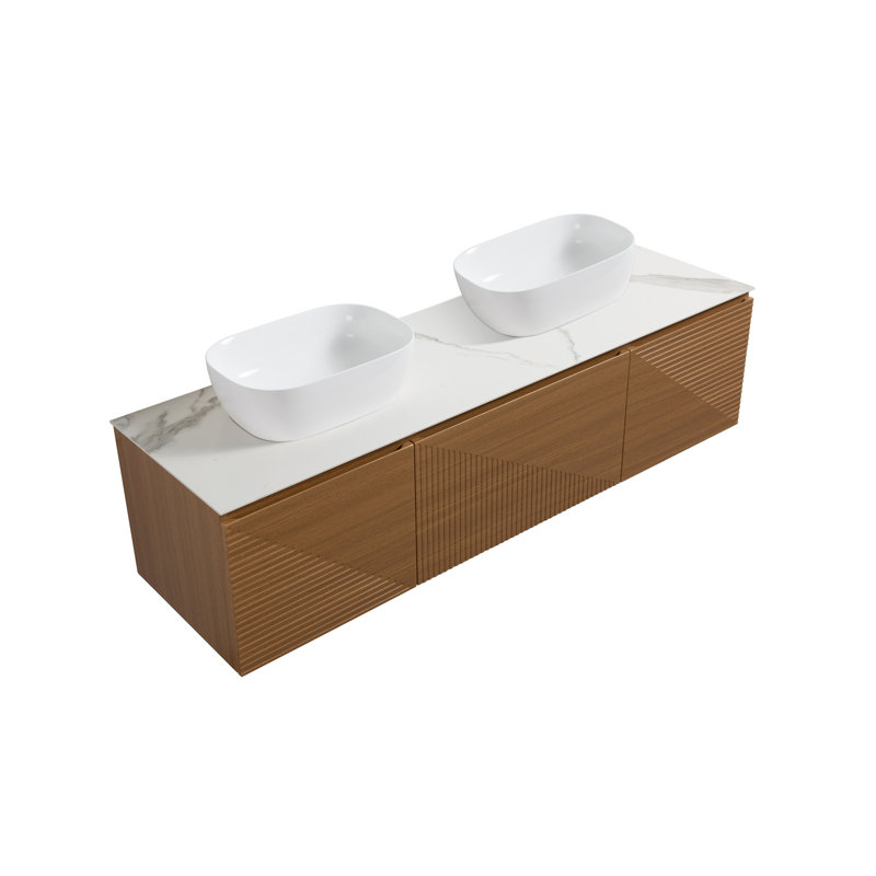 Arnasia 71 " W 2 Double Vanity Bathroom Vanity With Marble Top