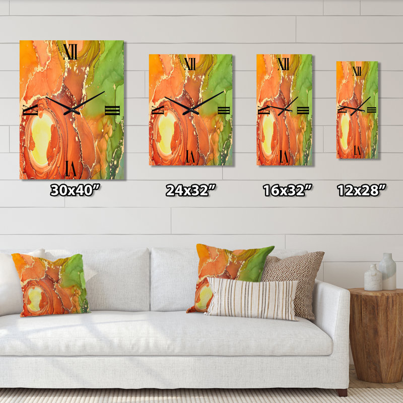 Horloge murale abstraite brune et verte, Petit