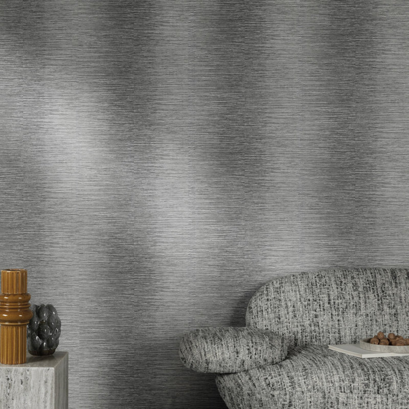 Rouleau de papier peint à rayures texturées, Noir