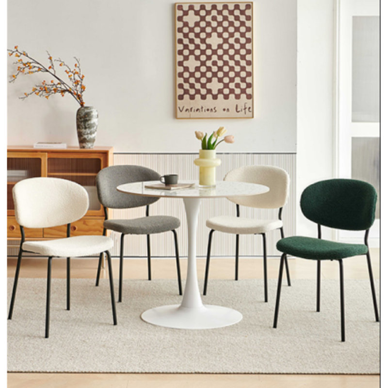 Ensemble de 2 chaises de salle à manger en tissu beige Boucle, Vert foncé, 2