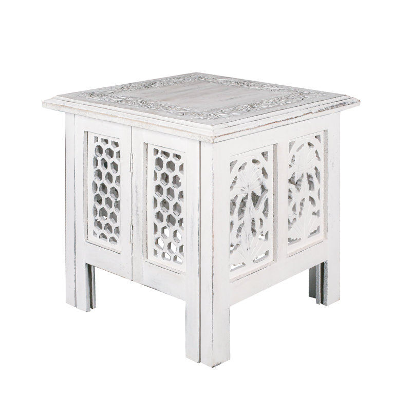 Abbey End Table, 39cm H x 38cm W x 38cm D, White