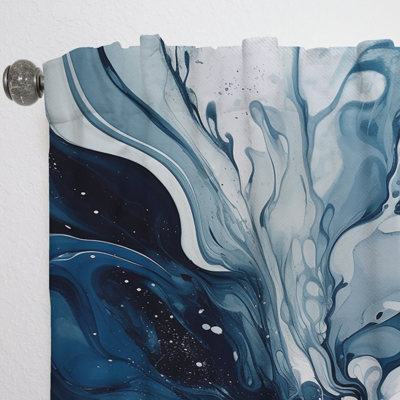 Blue Grey Ethereal Elixir I - Modern Room Darkening Abstract Curtain - 1 Panel, L 52 po x L 95 po