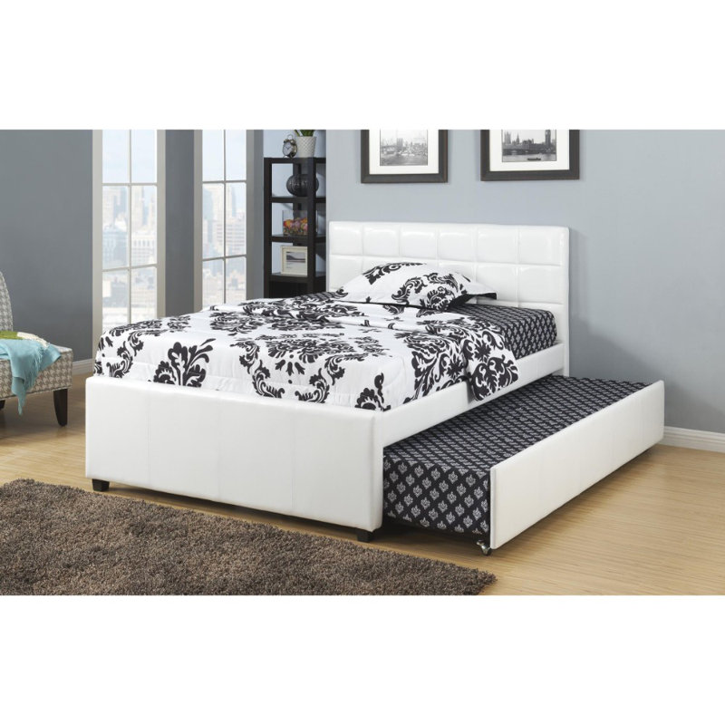 Lit plateforme tapissier Crosstown, Simple, Blanc