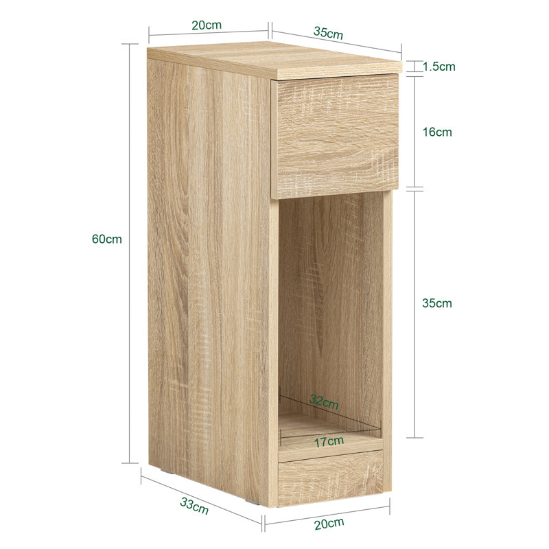 Jayshaun 20cm 1 Drawer Bedside Table, Natural