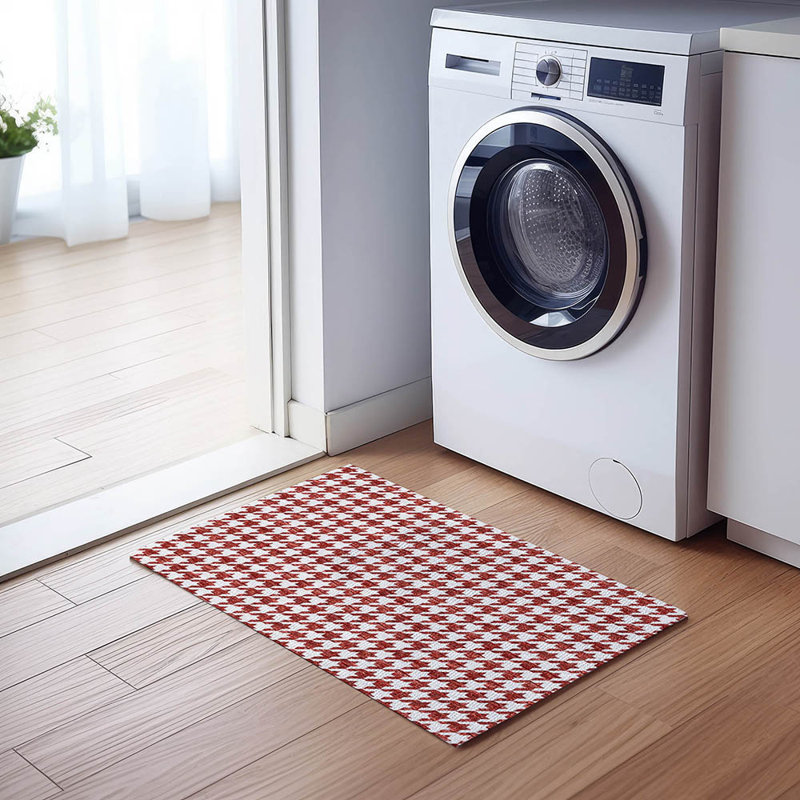 Loreen Washable Houndstooth Indoor / Outdoor Rug, Rectangle 1'8" x 2'6"
