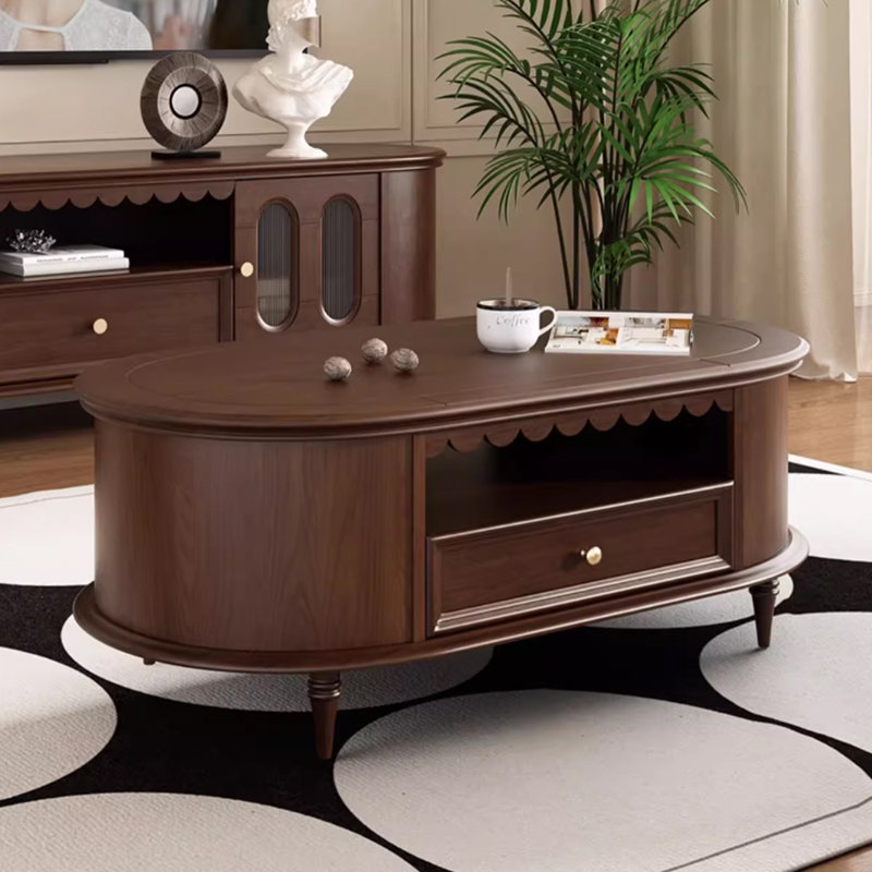Table basse en bois massif au design rétro français