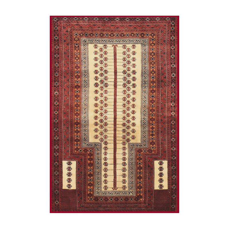 Tapis traditionnel rouge / beige Hardoby, Rectangle 2 pi x 5 pi