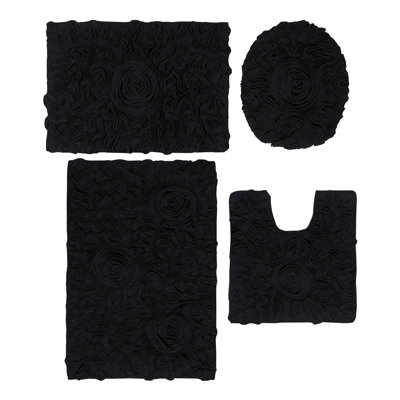 Orobosa Collection 100% Cotton Tufted Machine Washable Bath Rugs (Set of 4)