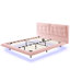 Structure de lit flottante en cuir de polyuréthane avec lumières DEL, tête de lit capitonnée, lit plateforme, facile à assembler, rose-957096201