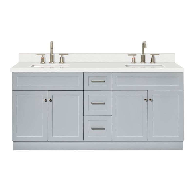 Ensemble de meuble-lavabo double 73 po Hamlet, gris, Blanc