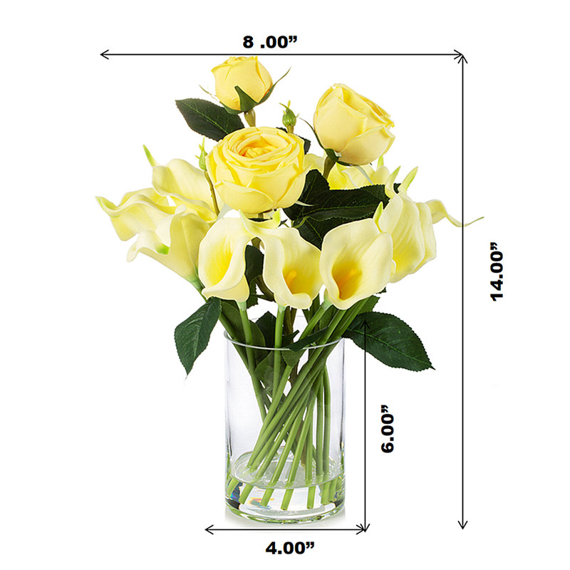 Centre de table Real Touch Lilies Roses, Jaune