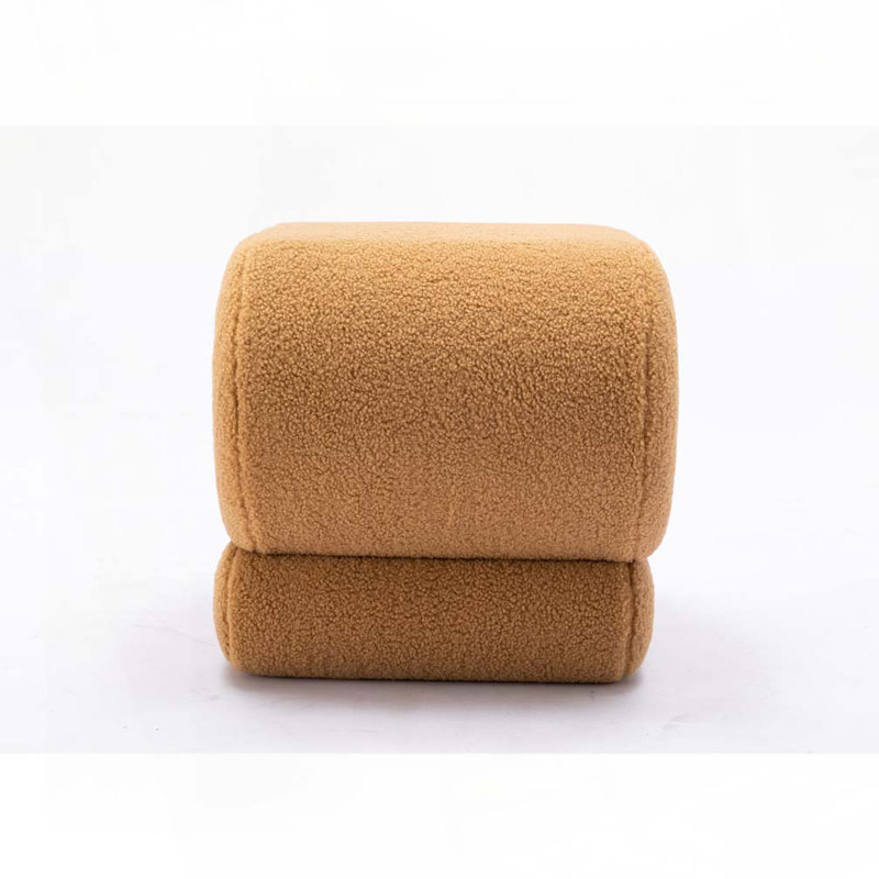 Jaszlyn S-shape Ottoman, Makeup Stool Footstool, Brown Wool