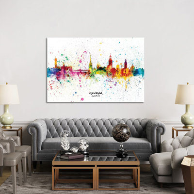Stockholm Sweden Skyline Splash by Michael Tompsett - Wrapped Canvas Print