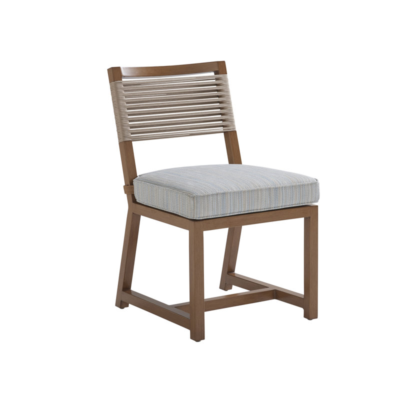 Contemporary Teak Finish Dining Chair with Cushions