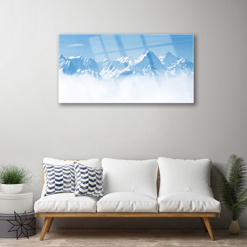 Landscape Mountain Fog - No Frame Print on Glass