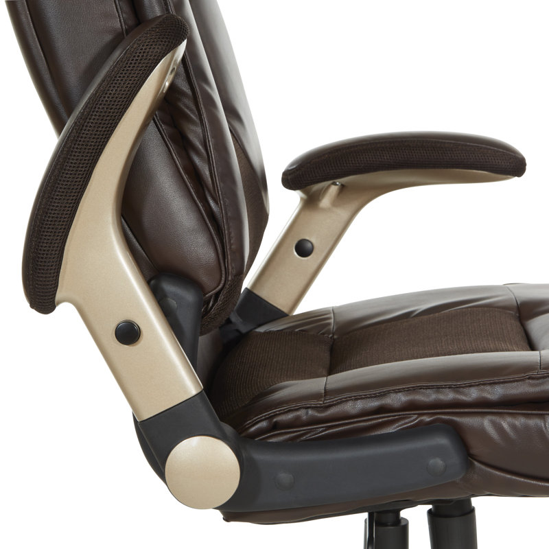 Espresso Executive Leather Office Chair with Adjustable Arms