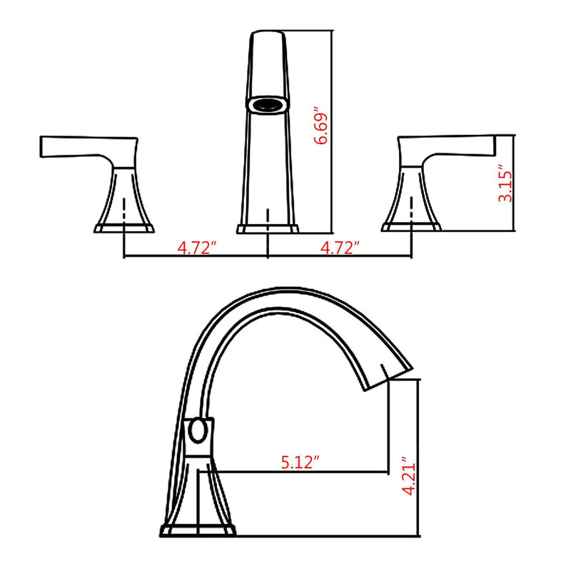 Robinet de salle de bain à large entraxe avec bonde, Or brossé