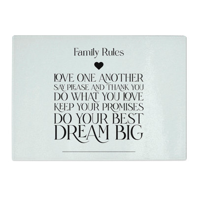 Family Rules V2 Typography Chopping Board
