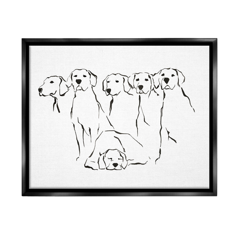 "Minimal Dogs Doodle" par Ethan Harper sur toile, Cadre flottant noir de jais, H 25 po x l 31 po